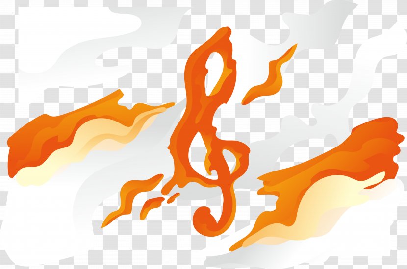Musical Note Magma Volcano - Silhouette - Flame Effect Vector Transparent PNG