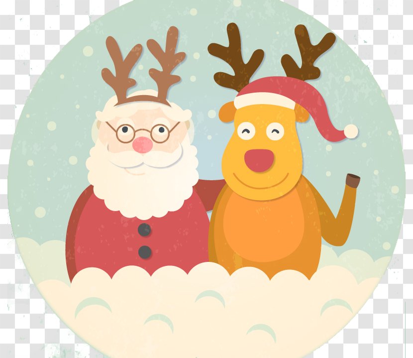 Santa Claus Reindeer Christmas New Years Day - Year - Flat With Elk Transparent PNG