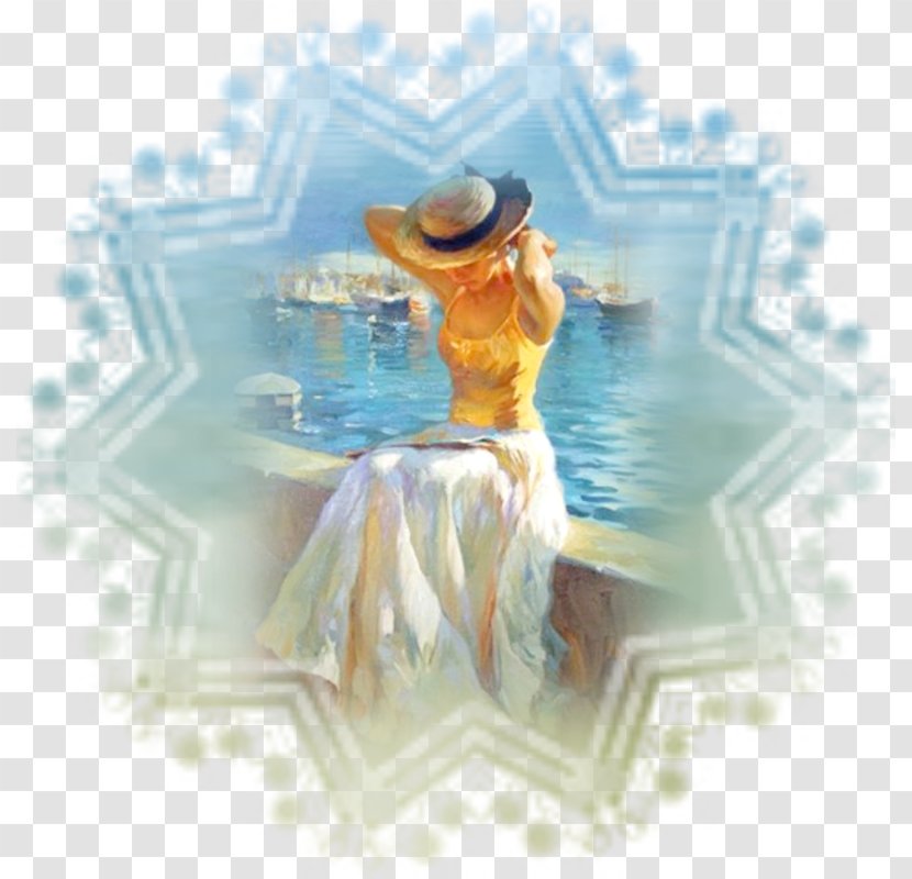 Watercolor Painting Woman With A Hat Oil Art Transparent PNG