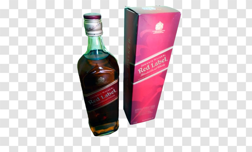 Whiskey Liqueur Johnnie Walker Glass Bottle Alcoholic Drink - Liter - Red Label Transparent PNG