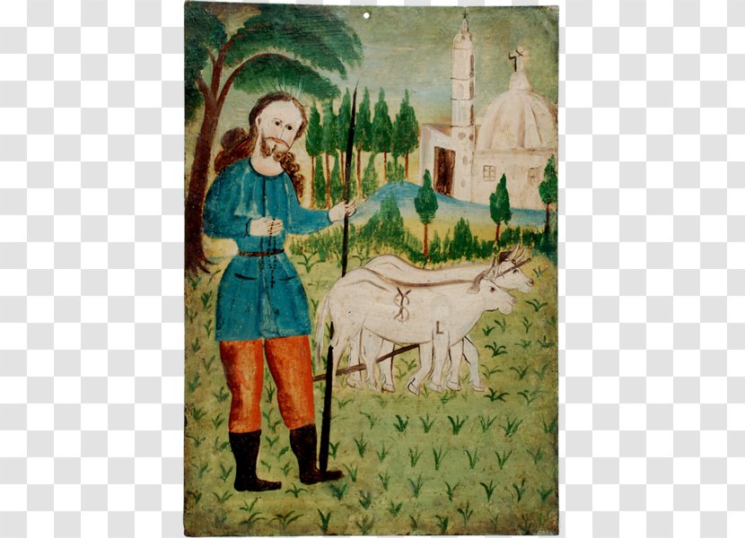 Retablo San Ysidro Patron Saint Painting - Farmer - Isidore The Laborer Transparent PNG