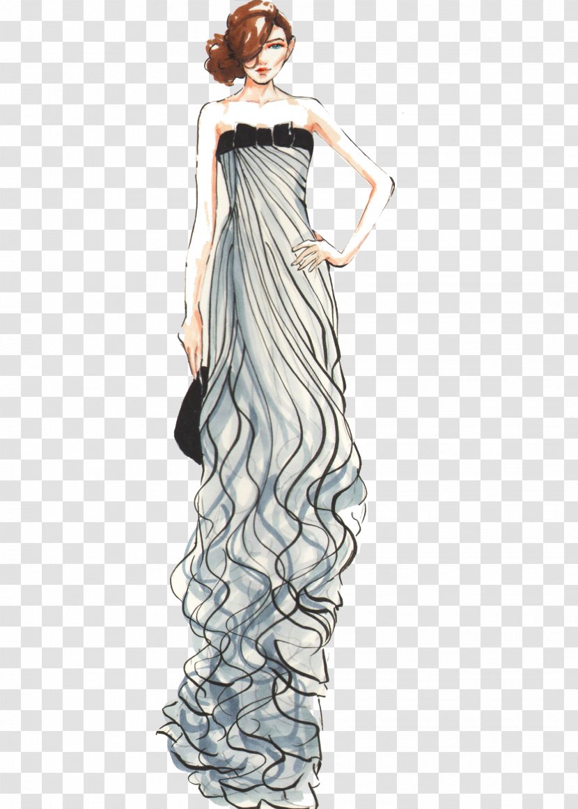 Gown Fashion Illustration - Watercolor Painting - Beautiful Dress Transparent PNG