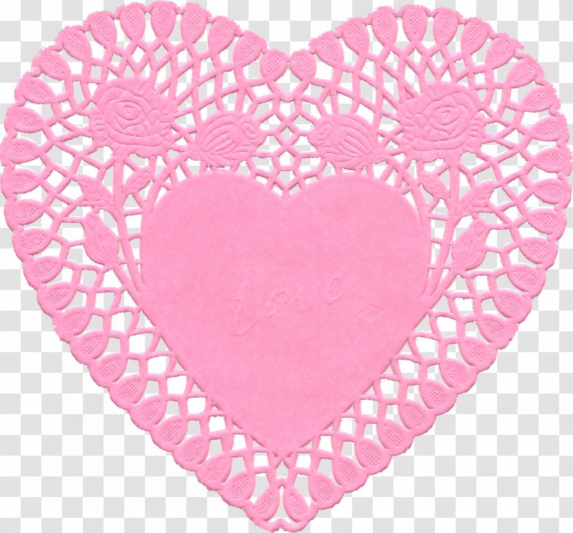 Valentine's Day Doily Craft Knitting Heart - Cartoon Transparent PNG