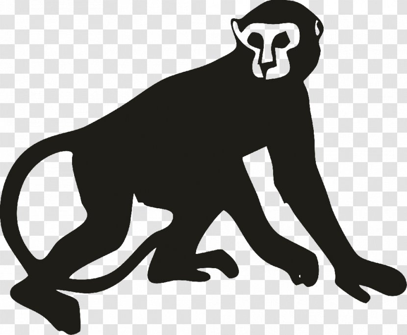 Primate Ape Silhouette Clip Art - Dog Like Mammal Transparent PNG