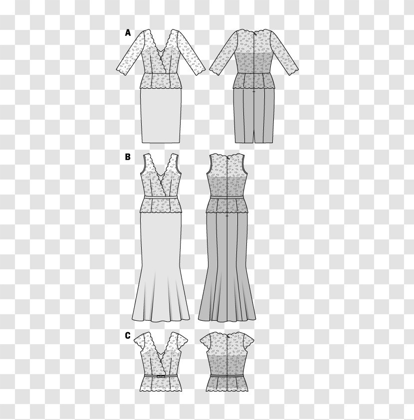 Dress Pattern Burda Style Clothing Fashion - Line Art - Kimono Transparent PNG