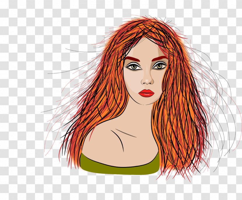 Woman Face - Book - Liver Red Hair Transparent PNG