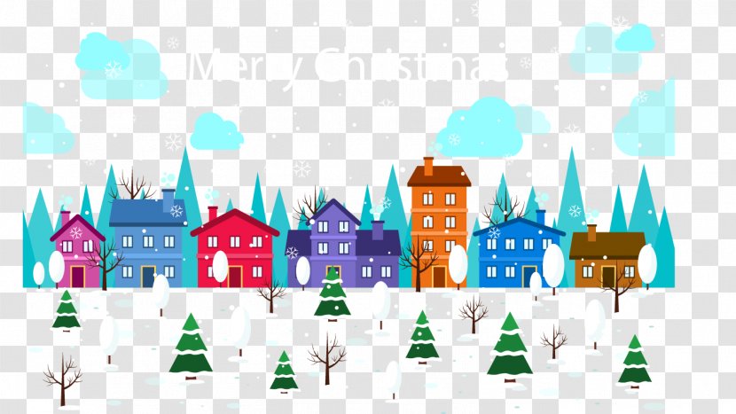 Christmas Snowflake Illustration - Snow - Colored Town House Transparent PNG