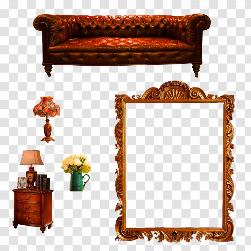 Download - Table - Brown Simple Sofa Frame Decoration Pattern Transparent PNG