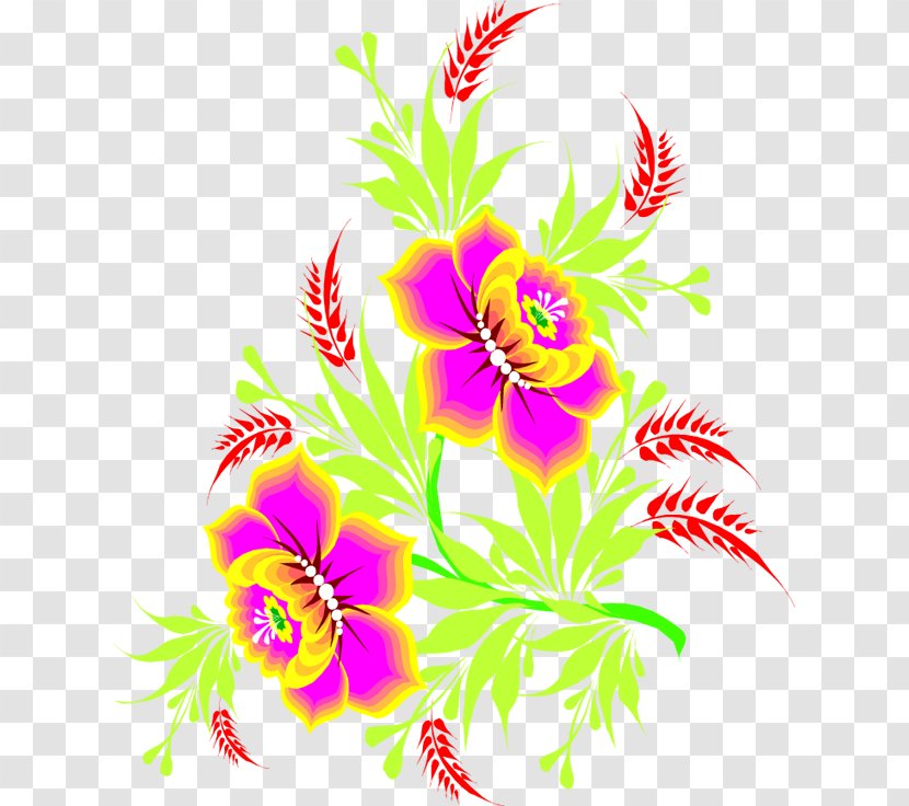 Floral Design Cut Flowers Decoupage Clip Art - Semicursive Script - Flower Transparent PNG