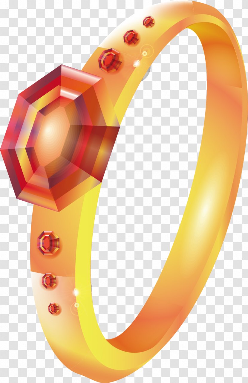 Euclidean Vector Ring Gemstone - Orange Transparent PNG