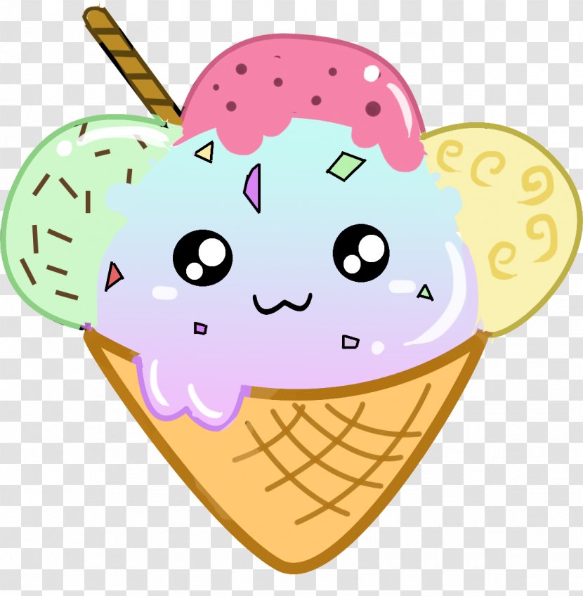 Ice Cream Cones Food Drawing Kavaii - Watercolor - Kawaii Transparent PNG