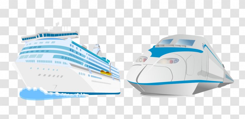 Cruise Ship - Blue - Vector Transparent PNG
