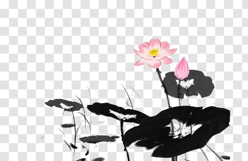 Ink Wash Painting 筆墨 3D Computer Graphics - Floral Design - Gan Ji Transparent PNG