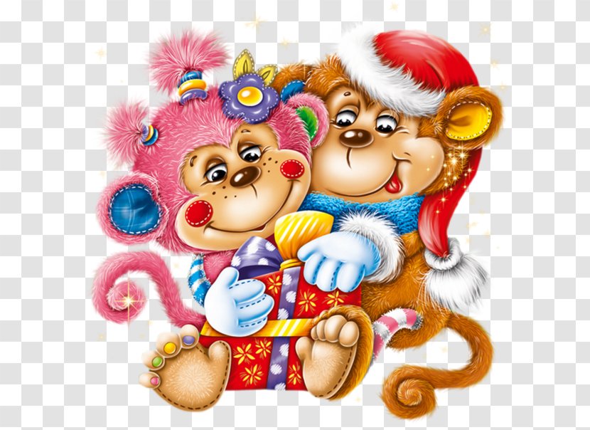 Monkey National Hugging Day Christmas Greeting & Note Cards Clip Art - Cartoon Transparent PNG