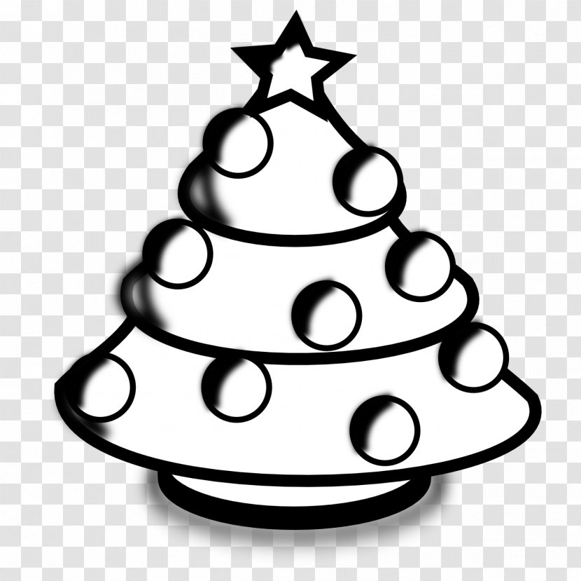 Santa Claus Christmas Tree Black And White Clip Art - Line Drawing Transparent PNG
