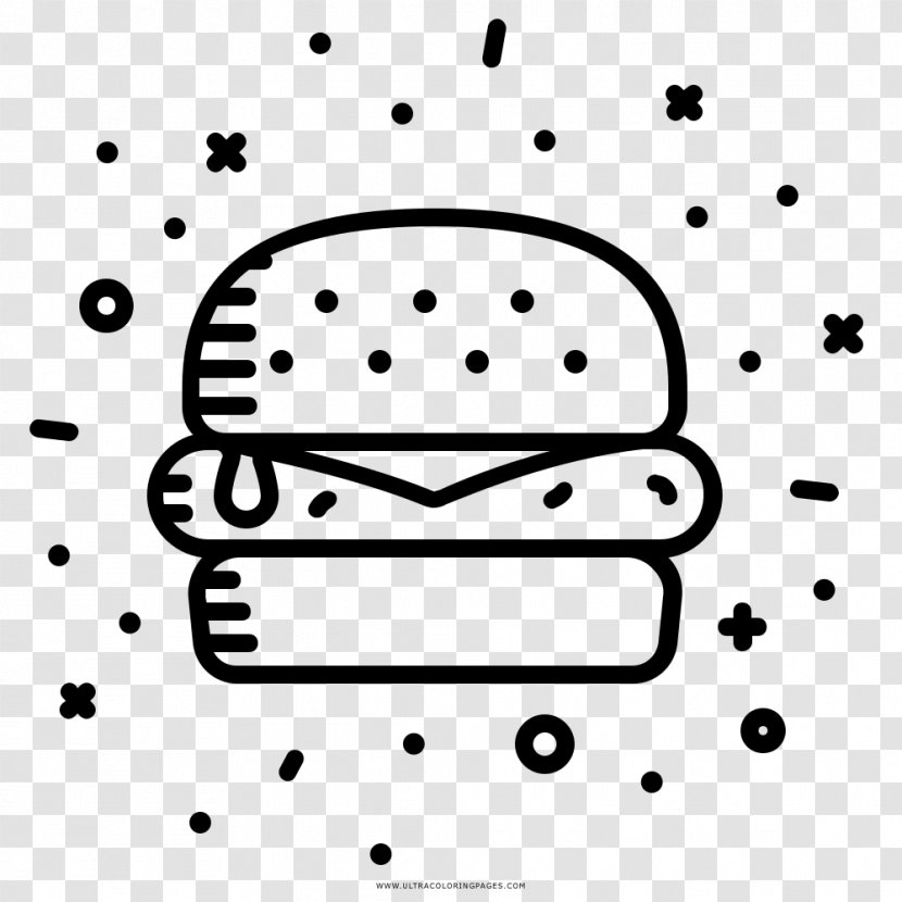 Hamburger French Fries Fast Food Street Drawing - Black And White - Grape Transparent PNG