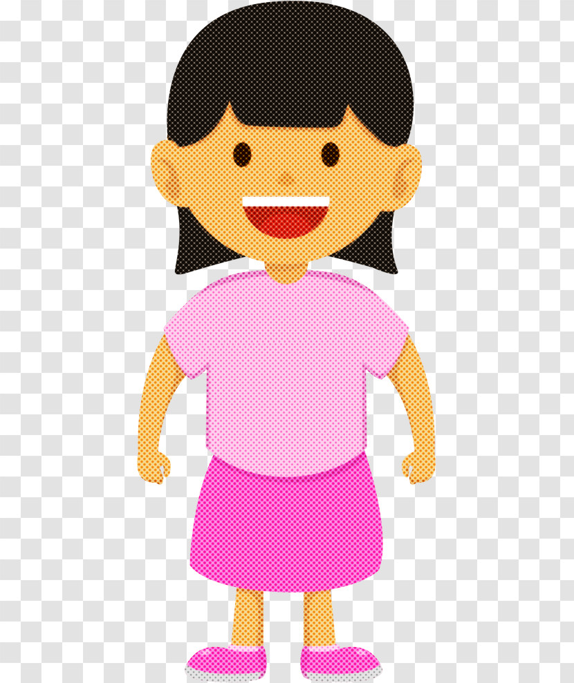 Cartoon Pink Child Smile Style Transparent PNG