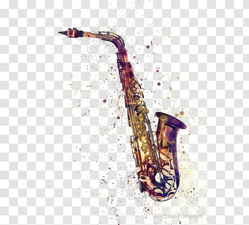 Saxophone Poster Canvas Print Printing - Flower - Watercolor Transparent PNG