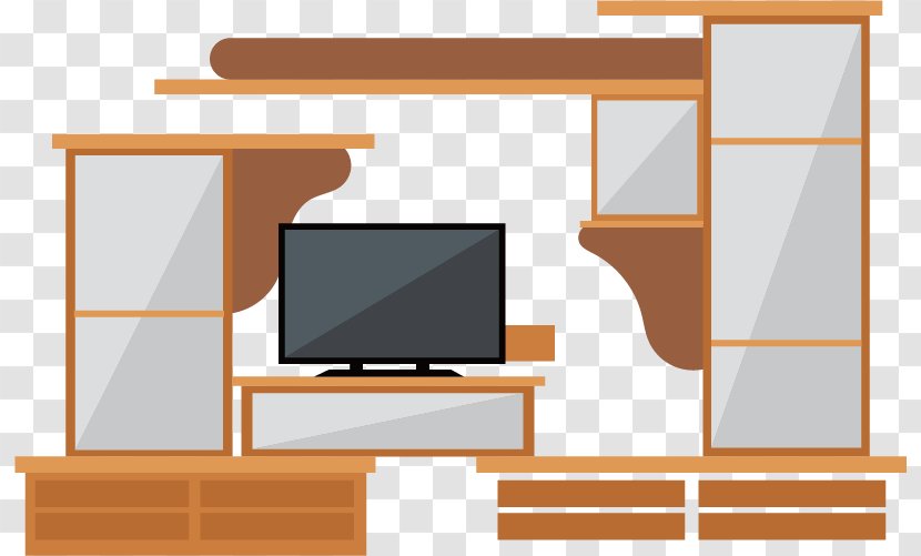 Table Shelf Living Room - Yellow Wood Furniture Vector Home Transparent PNG