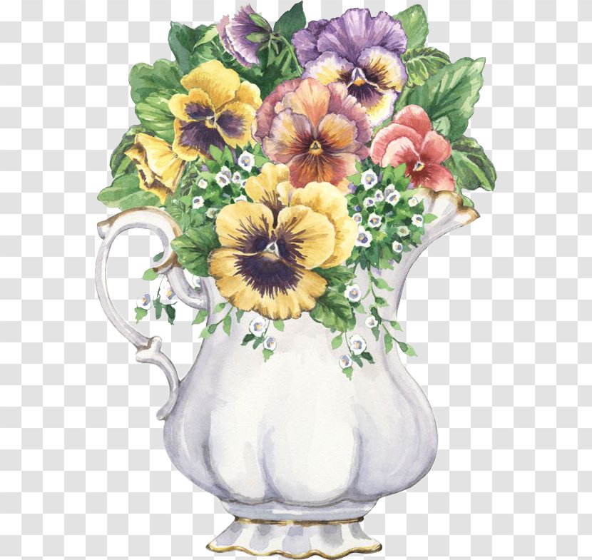Paper Pansy Wall Decal Flower Painting - Vase Transparent PNG