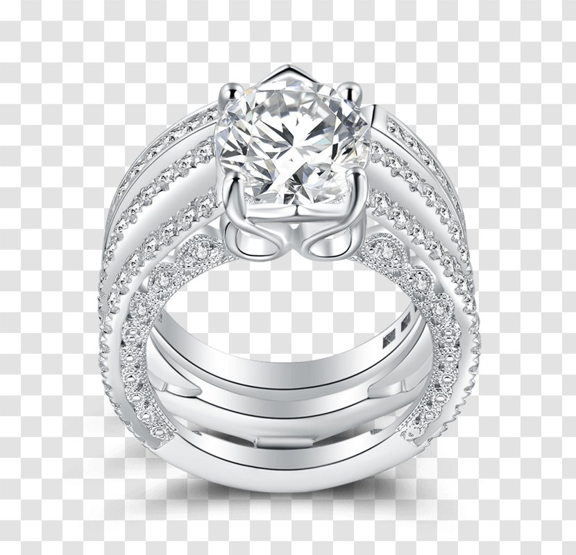 Wedding Ring Silver Earring - Morganite Bridal Sets Transparent PNG
