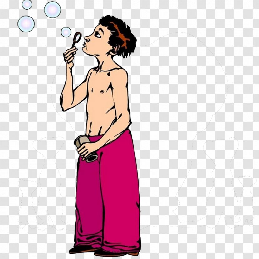 Boy Cartoon Illustration - Blowing Bubbles Transparent PNG