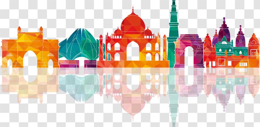 New Delhi Skyline Royalty-free Illustration - Shutterstock - Colorful City Building Silhouettes Transparent PNG