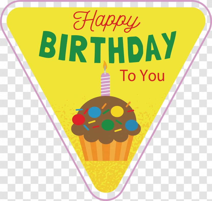 Birthday Cake Triangle - Yellow Label Transparent PNG