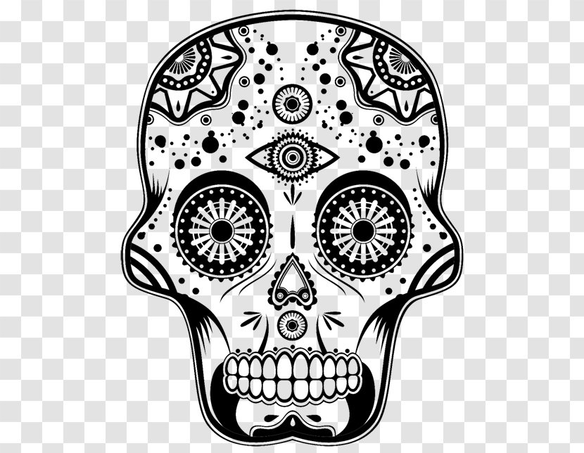 Calavera Day Of The Dead Death Holiday Skull - Headgear - Monochrome Transparent PNG