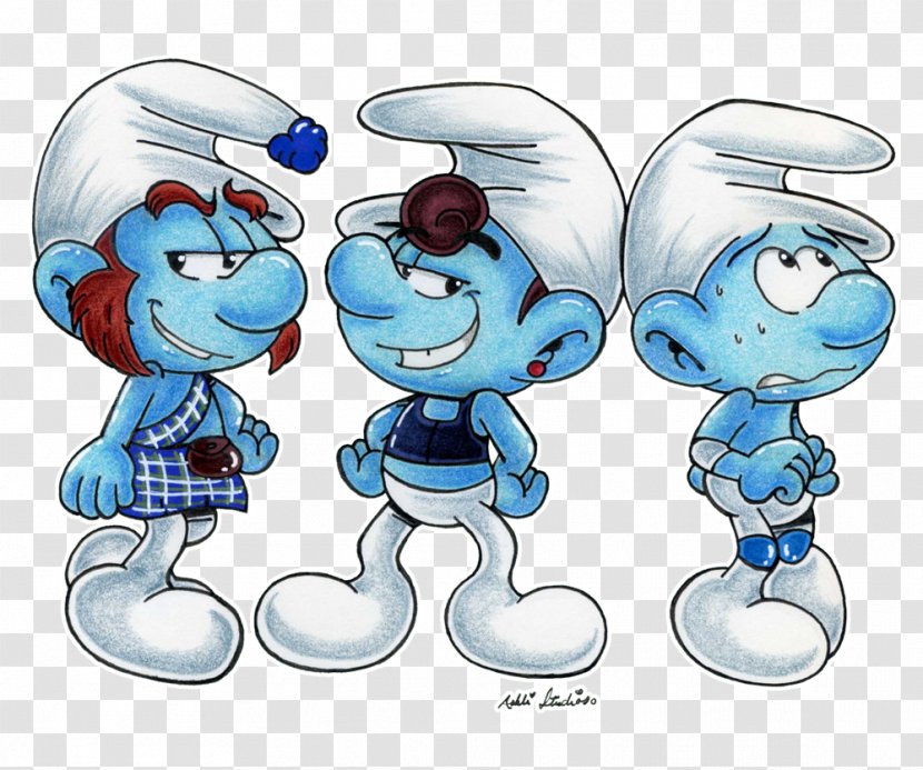 Gutsy Smurf Baby Smurfette Brainy The Smurfs - Watercolor - Cartoon Present Transparent PNG