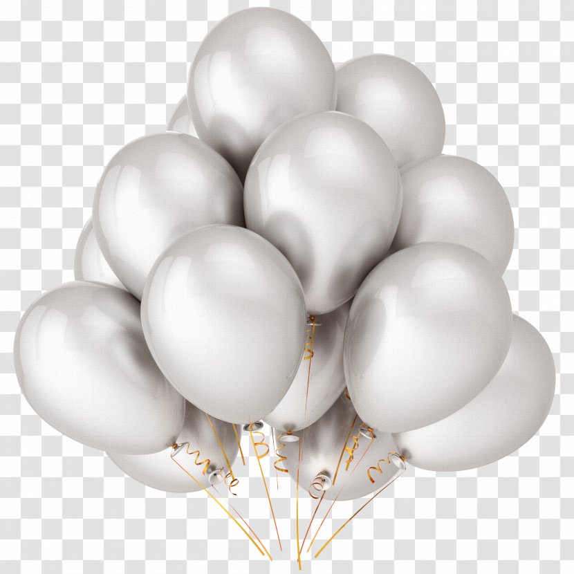 Balloon Metallic Color Silver Birthday Party - Metal - Bunch Of Balloons Transparent PNG