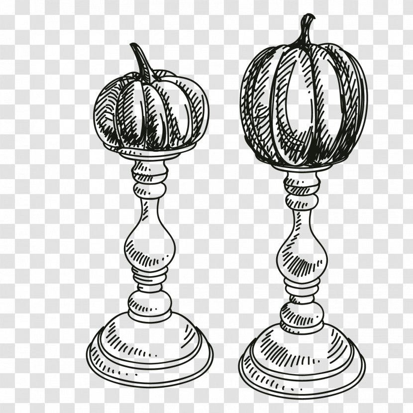 Pumpkin Calabaza Lantern - Black And White Transparent PNG