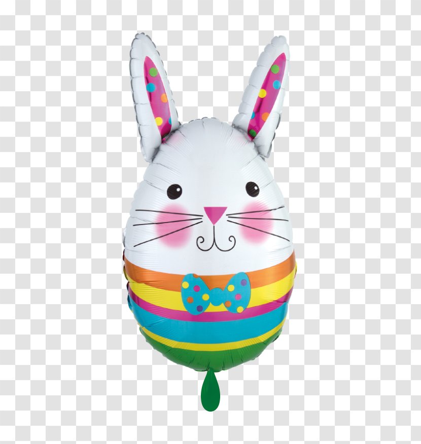Easter Bunny Egg Balloon Rabbit - Rabbits And Hares Transparent PNG