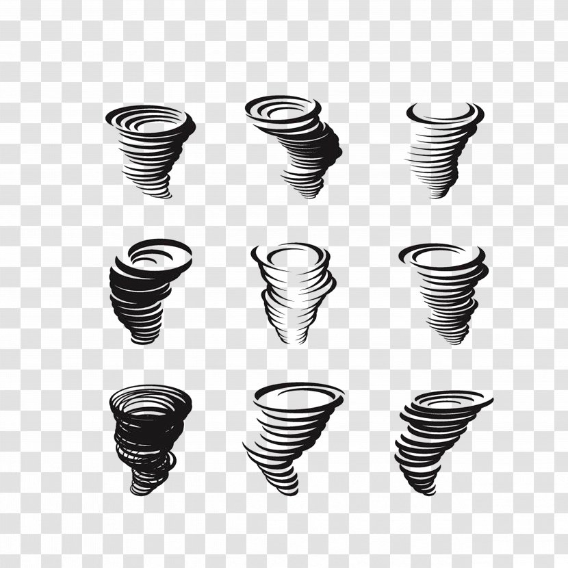 Tornado Wind Euclidean Vector - Black And White - All Kinds Of Simple Strokes Tornadoes Transparent PNG