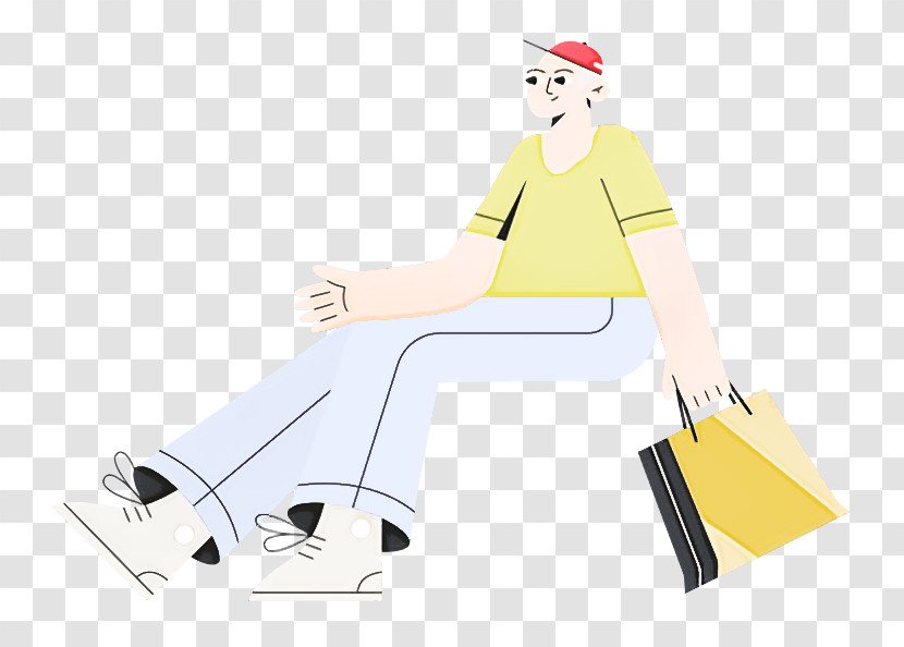 Cartoon Yellow Sitting Joint Line Transparent PNG