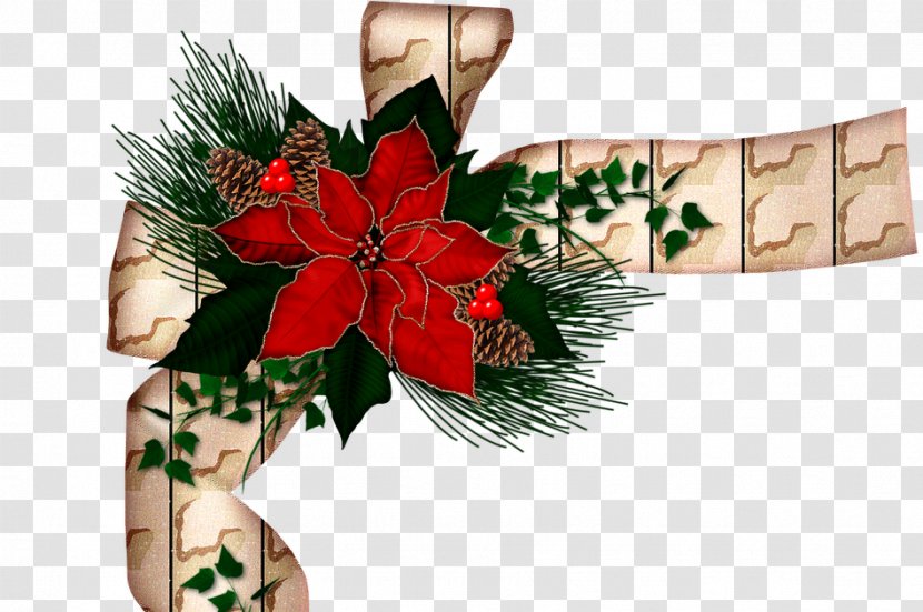 Clip Art Christmas Day Image Desktop Wallpaper - Poinsettia - Away Ribbon Transparent PNG
