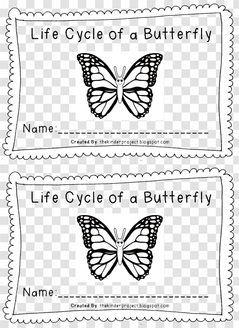 Monarch Butterfly Biological Life Cycle Child Coloring Book - Black And White Transparent PNG