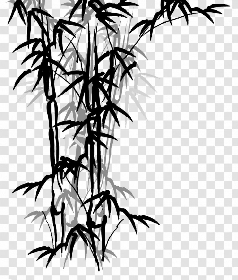 Bamboo Painting Curtain Drawing - Twig - Hand-painted Material Image,Ink Transparent PNG