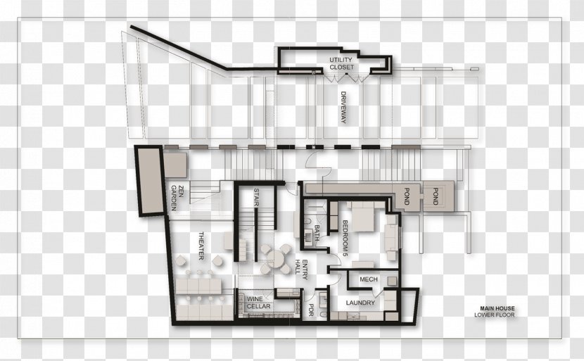 Beverly Hills House Plan Floor Architecture - Shelving Transparent PNG