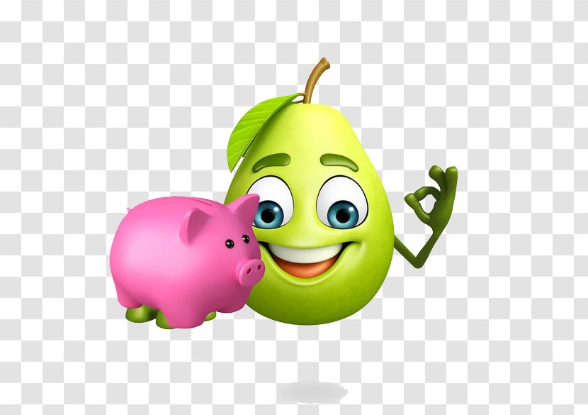 Guava Cartoon Royalty-free Illustration - Watercolor - A Pear Holding Piggy Bank Transparent PNG