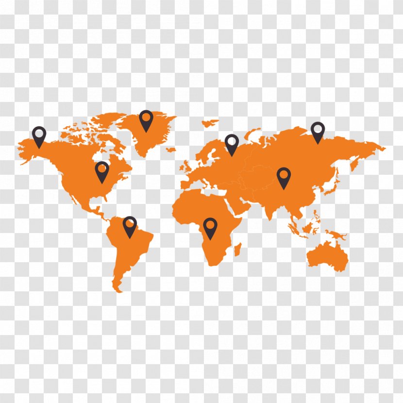 World Map Globe Icon - Area - Vector Orange Transparent PNG