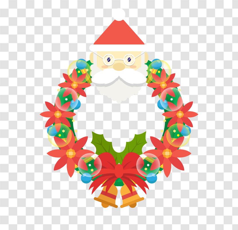 Santa Claus Vector Christmas Ornament Illustration - Fictional Character - Garland Transparent PNG