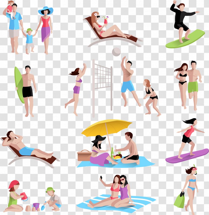 Beach Stock Illustration Photography - Silhouette - Vacation Homes Character Design Vector Material, Transparent PNG