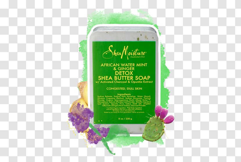 SheaMoisture African Water Mint & Ginger Detox Hair Scalp Gentle Shampoo Shea Moisture Butter Soap - Charcoal Transparent PNG