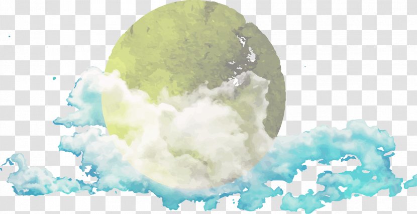 Watercolor Painting Computer File - Green - Vector Hand Painted Moon Transparent PNG
