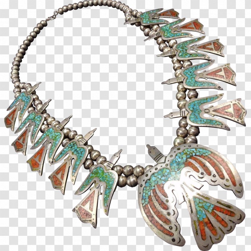 Turquoise Necklace Squash Blossom Navajo Silver - Gemstone Transparent PNG