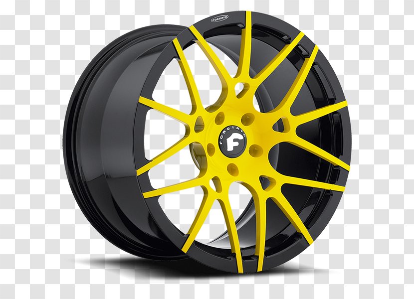 Alloy Wheel Yellow Forging White Blue - Black - Forgiato Wheels Transparent PNG