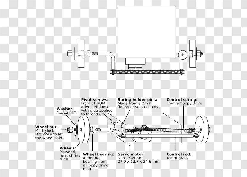 Car Ackermann Steering Geometry Caster Angle Servomotor - Model Transparent PNG