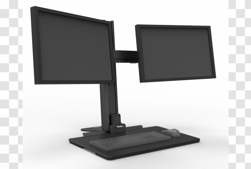 Sit-stand Desk Computer Monitors Workstation Point Of Sale - Ipad - Sit And Reach Transparent PNG