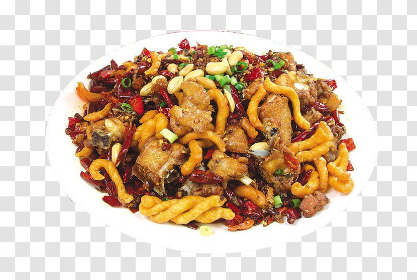 Chow Mein Laziji Chicken Lo Pizza - Food - Western Sichuan Spicy Twist Transparent PNG